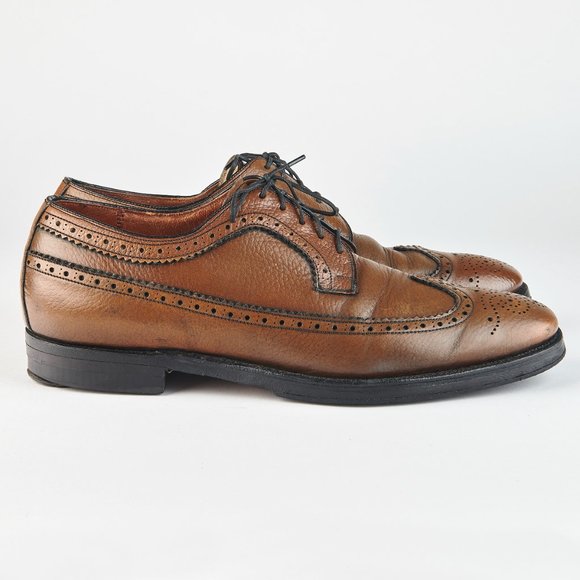 Eatonia Walnut Men's 10 M  LWB Longwing Wingtip Brogue Derby Vibram Goodyear - Picture 7 of 12